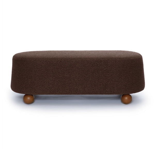 TOV Furniture Jaine 48" Large Boucle Ottoman - Stylish Textured Upholstery for Modern Living Room & Bedroom Decor Chocolate Brown TOV-OC69228