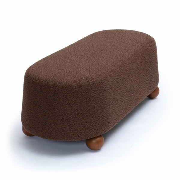 TOV Furniture Jaine 48" Large Boucle Ottoman - Stylish Textured Upholstery for Modern Living Room & Bedroom Decor Chocolate Brown TOV-OC69228