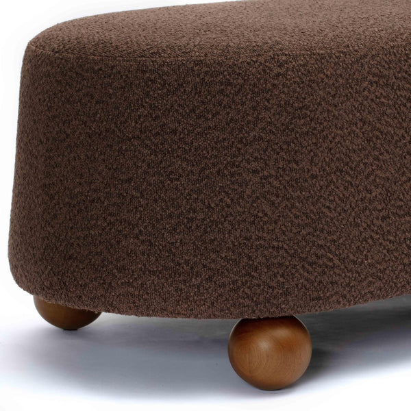 TOV Furniture Jaine 48" Large Boucle Ottoman - Stylish Textured Upholstery for Modern Living Room & Bedroom Decor Chocolate Brown TOV-OC69228