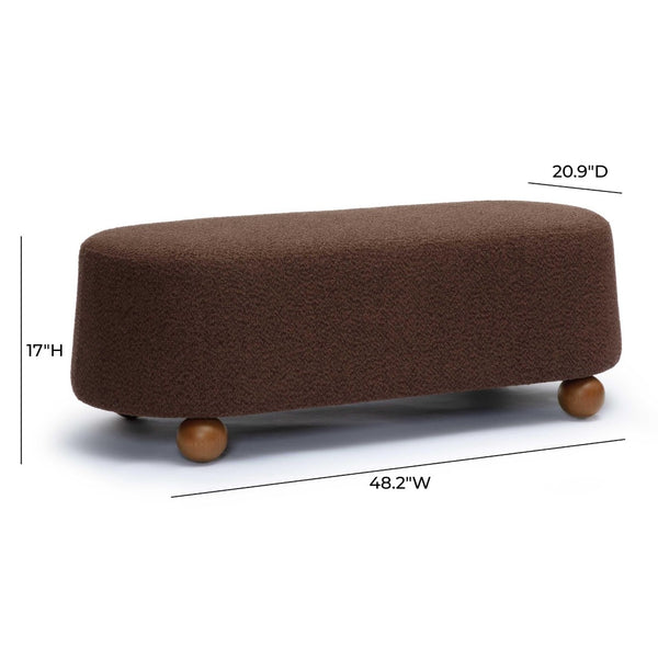 TOV Furniture Jaine 48" Large Boucle Ottoman - Stylish Textured Upholstery for Modern Living Room & Bedroom Decor Chocolate Brown TOV-OC69228