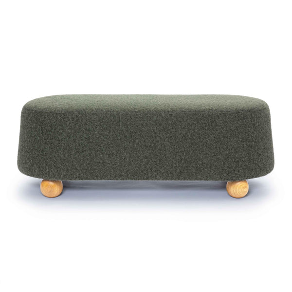 TOV Furniture Jaine 48" Stylish Loose Mohair Ottoman with Solid Wood Legs for Modern Living Space Versatility Forest Green TOV-OC69229