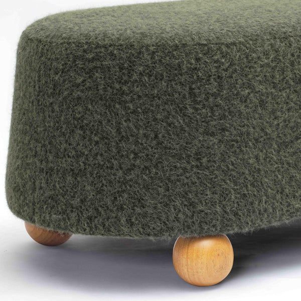 TOV Furniture Jaine 48" Stylish Loose Mohair Ottoman with Solid Wood Legs for Modern Living Space Versatility Forest Green TOV-OC69229