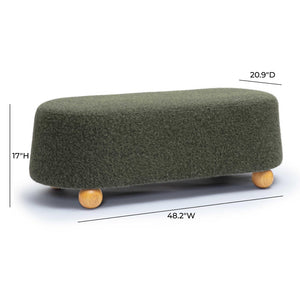 TOV Furniture Jaine 48" Stylish Loose Mohair Ottoman with Solid Wood Legs for Modern Living Space Versatility Forest Green TOV-OC69229