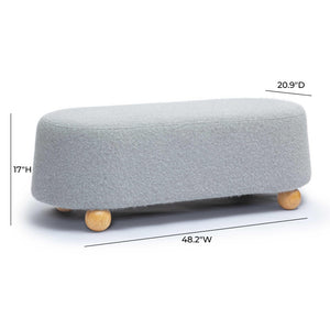 TOV Furniture Jaine 48" Stylish Loose Mohair Ottoman with Solid Wood Legs for Modern Living Space Versatility Grey TOV-OC69230