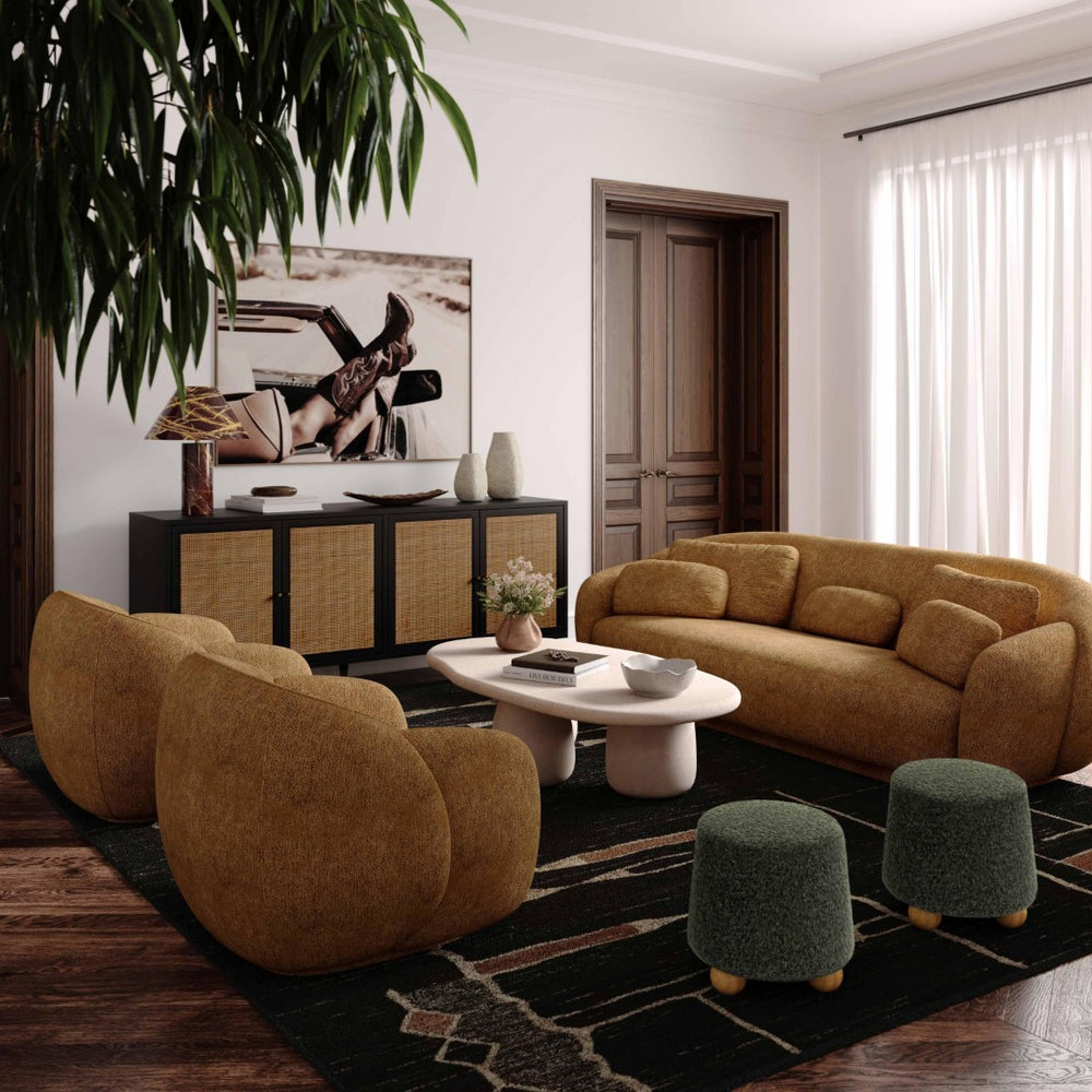 TOV Furniture Jaine Modern Mohair Stool - Stylish Upholstered Ottoman for Living Rooms, Bedrooms, and Entryways Green TOV-OC69231