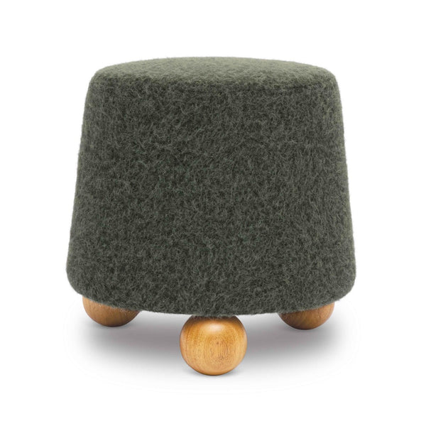 TOV Furniture Jaine Modern Mohair Stool - Stylish Upholstered Ottoman for Living Rooms, Bedrooms, and Entryways Green TOV-OC69231