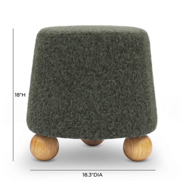 TOV Furniture Jaine Modern Mohair Stool - Stylish Upholstered Ottoman for Living Rooms, Bedrooms, and Entryways Green TOV-OC69231