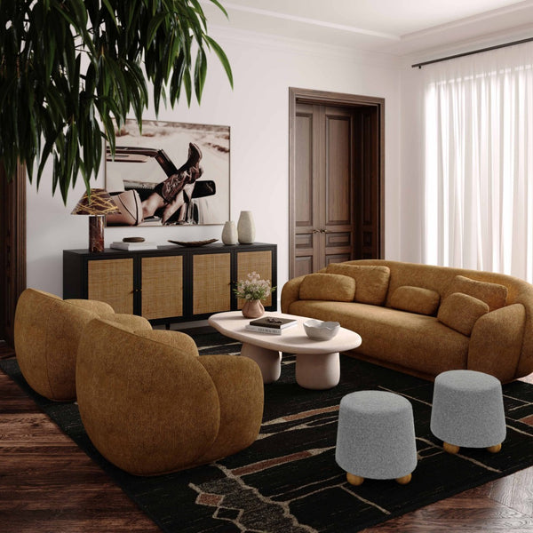 TOV Furniture Jaine Modern Mohair Stool - Stylish Upholstered Ottoman for Living Rooms, Bedrooms, and Entryways Grey TOV-OC69232