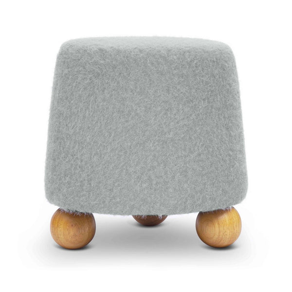 TOV Furniture Jaine Modern Mohair Stool - Stylish Upholstered Ottoman for Living Rooms, Bedrooms, and Entryways Grey TOV-OC69232