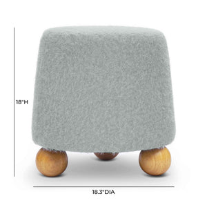 TOV Furniture Jaine Modern Mohair Stool - Stylish Upholstered Ottoman for Living Rooms, Bedrooms, and Entryways Grey TOV-OC69232