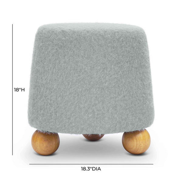 TOV Furniture Jaine Modern Mohair Stool - Stylish Upholstered Ottoman for Living Rooms, Bedrooms, and Entryways Grey TOV-OC69232