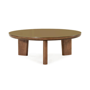 TOV Furniture Oani 36" Round Coffee Table - Mid-Century Modern Design with Walnut Veneer & Glass Top, Stylish & Functional TOV-OC69238