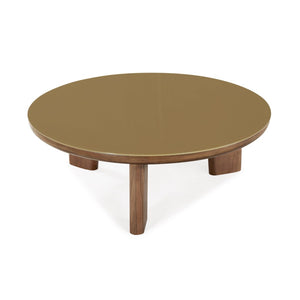 TOV Furniture Oani 36" Round Coffee Table - Mid-Century Modern Design with Walnut Veneer & Glass Top, Stylish & Functional TOV-OC69238