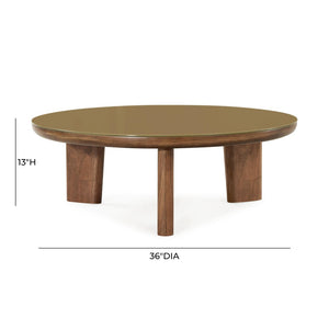 TOV Furniture Oani 36" Round Coffee Table - Mid-Century Modern Design with Walnut Veneer & Glass Top, Stylish & Functional TOV-OC69238