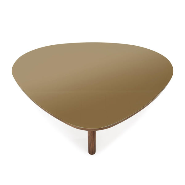TOV Furniture Oani 46" Triangular Coffee Table - Mid-Century Modern Walnut & Glass Design for Stylish Living Spaces TOV-OC69239