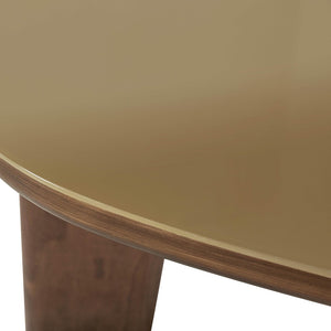 TOV Furniture Oani 46" Triangular Coffee Table - Mid-Century Modern Walnut & Glass Design for Stylish Living Spaces TOV-OC69239