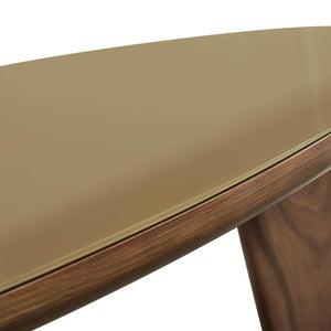 TOV Furniture Oani 46" Triangular Coffee Table - Mid-Century Modern Walnut & Glass Design for Stylish Living Spaces TOV-OC69239