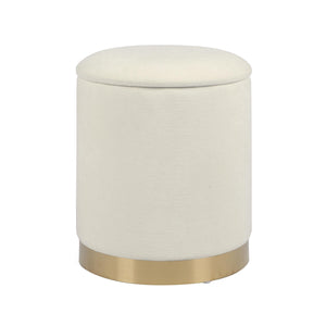 Tov Furniture Zoe Cream Chenille Storage Ottoman - Stylish & Functional With Gold Base, Perfect For Any Room Decor! Cream Chenille,Iron,Mdf Tov-oc69275