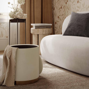 Tov Furniture Zoe Cream Chenille Storage Ottoman - Stylish & Functional With Gold Base, Perfect For Any Room Decor! Cream Chenille,Iron,Mdf Tov-oc69275