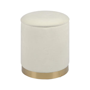 Tov Furniture Zoe Cream Chenille Storage Ottoman - Stylish & Functional With Gold Base, Perfect For Any Room Decor! Cream Chenille,Iron,Mdf Tov-oc69275