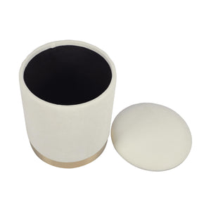 Tov Furniture Zoe Cream Chenille Storage Ottoman - Stylish & Functional With Gold Base, Perfect For Any Room Decor! Cream Chenille,Iron,Mdf Tov-oc69275