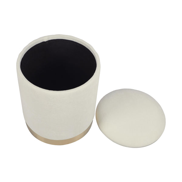 Tov Furniture Zoe Cream Chenille Storage Ottoman - Stylish & Functional With Gold Base, Perfect For Any Room Decor! Cream Chenille,Iron,Mdf Tov-oc69275