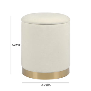 Tov Furniture Zoe Cream Chenille Storage Ottoman - Stylish & Functional With Gold Base, Perfect For Any Room Decor! Cream Chenille,Iron,Mdf Tov-oc69275