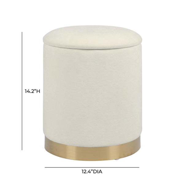 Tov Furniture Zoe Cream Chenille Storage Ottoman - Stylish & Functional With Gold Base, Perfect For Any Room Decor! Cream Chenille,Iron,Mdf Tov-oc69275