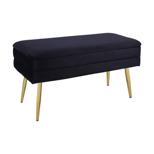 Tov Furniture Ziva Elegant Black Velvet Storage Bench With Gold Legs – Chic Tufted Design & Ample Space Black Iron,Mdf,Velvet Tov-oc69276