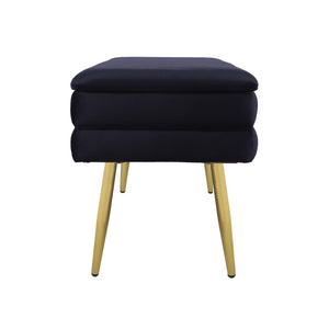 Tov Furniture Ziva Elegant Black Velvet Storage Bench With Gold Legs – Chic Tufted Design & Ample Space Black Iron,Mdf,Velvet Tov-oc69276