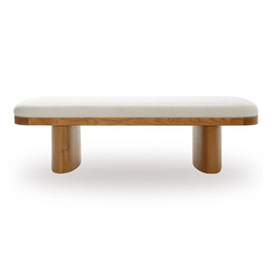 TOV Furniture Ollie 56.5" White Boucle Large Bench - Stylish Danish-Inspired Design for Entryway & Bedroom Use TOV-OC69278