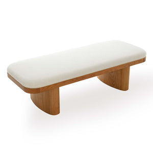 TOV Furniture Ollie 56.5" White Boucle Large Bench - Stylish Danish-Inspired Design for Entryway & Bedroom Use TOV-OC69278