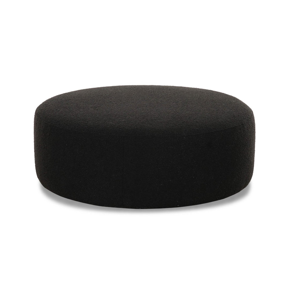 TOV Furniture Broohah Upholstered Ottoman – Stylish Curved Design, Luxurious Boucle Fabric, Perfect for Modern Living Spaces Black TOV-OC69292