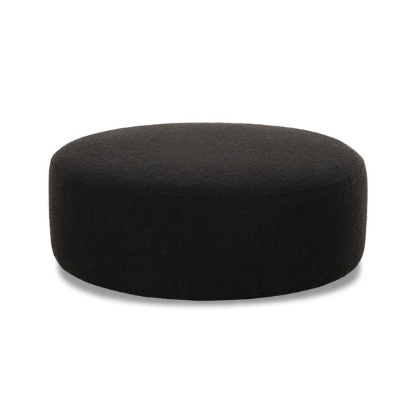 TOV Furniture Broohah Upholstered Ottoman – Stylish Curved Design, Luxurious Boucle Fabric, Perfect for Modern Living Spaces Black TOV-OC69292