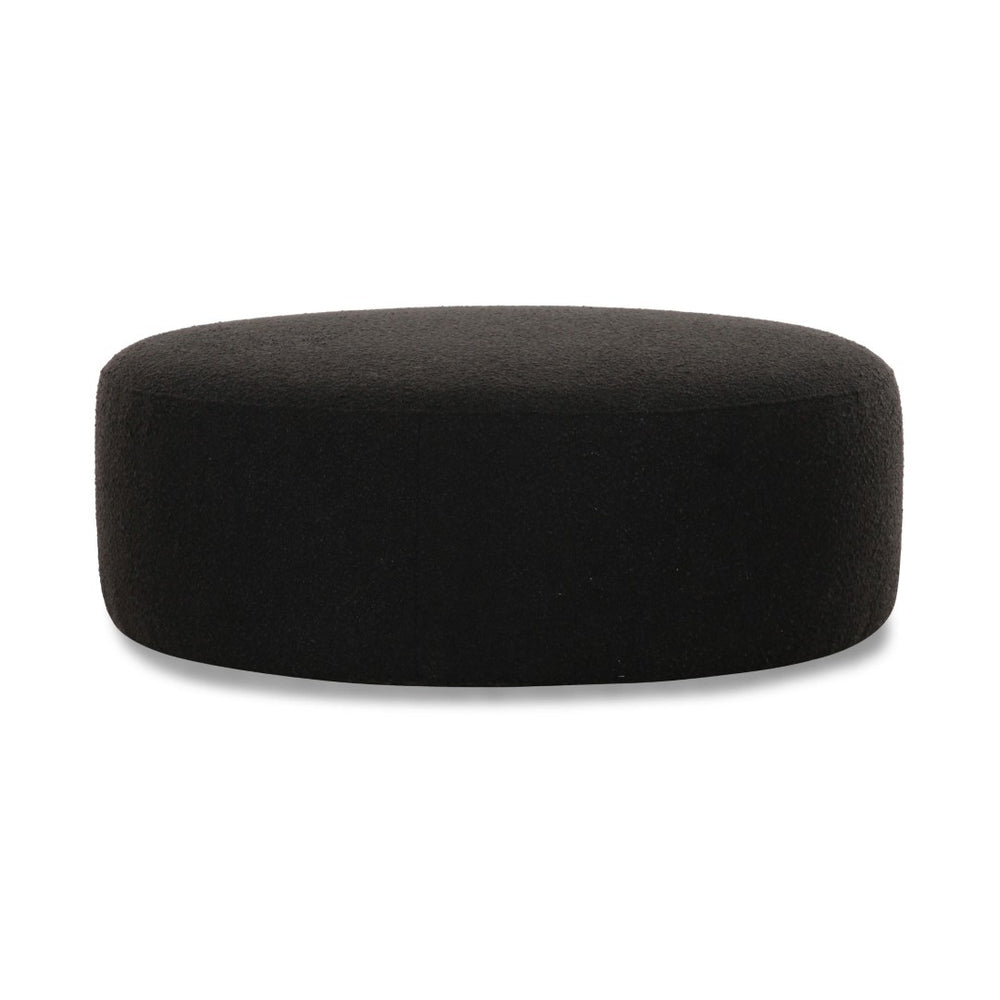 TOV Furniture Broohah Upholstered Ottoman – Stylish Curved Design, Luxurious Boucle Fabric, Perfect for Modern Living Spaces Black TOV-OC69292