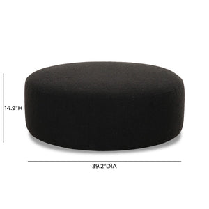 TOV Furniture Broohah Upholstered Ottoman – Stylish Curved Design, Luxurious Boucle Fabric, Perfect for Modern Living Spaces Black TOV-OC69292