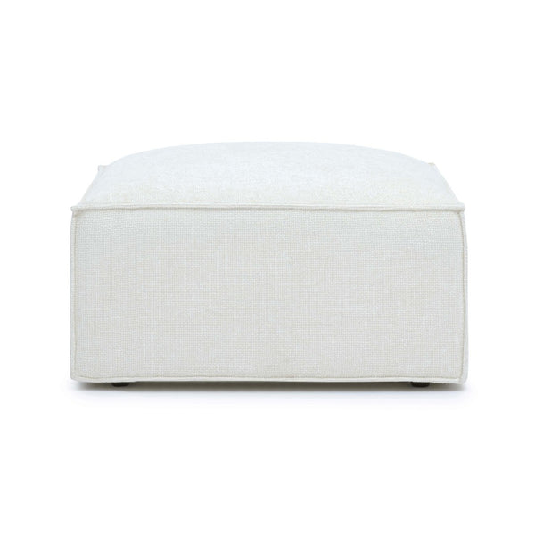 TOV Furniture Mindy Chenille Basketweave Ottoman - Stylish and Cozy Multi-Functional Seating for Your Living Room Cream TOV-OC69317