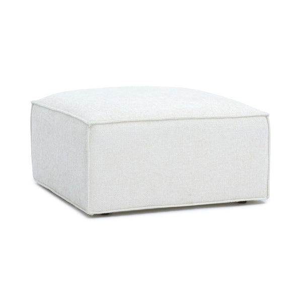 TOV Furniture Mindy Chenille Basketweave Ottoman - Stylish and Cozy Multi-Functional Seating for Your Living Room Cream TOV-OC69317