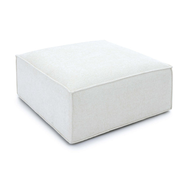 TOV Furniture Mindy Chenille Basketweave Ottoman - Stylish and Cozy Multi-Functional Seating for Your Living Room Cream TOV-OC69317