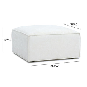 TOV Furniture Mindy Chenille Basketweave Ottoman - Stylish and Cozy Multi-Functional Seating for Your Living Room Cream TOV-OC69317