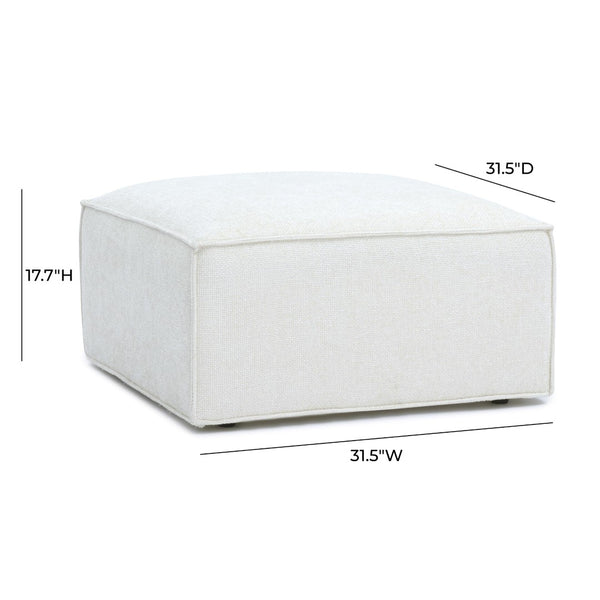 TOV Furniture Mindy Chenille Basketweave Ottoman - Stylish and Cozy Multi-Functional Seating for Your Living Room Cream TOV-OC69317