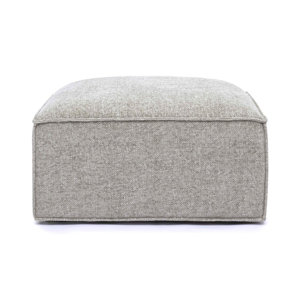 TOV Furniture Mindy Chenille Basketweave Ottoman - Stylish and Cozy Multi-Functional Seating for Your Living Room Taupe TOV-OC69318