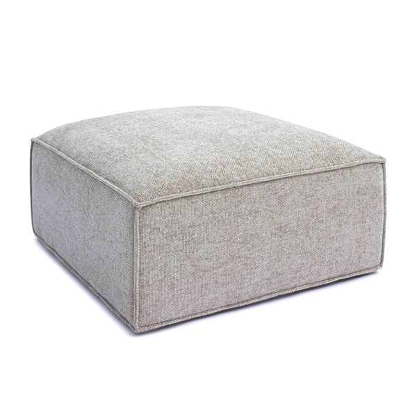 TOV Furniture Mindy Chenille Basketweave Ottoman - Stylish and Cozy Multi-Functional Seating for Your Living Room Taupe TOV-OC69318