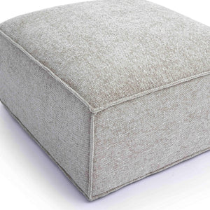 TOV Furniture Mindy Chenille Basketweave Ottoman - Stylish and Cozy Multi-Functional Seating for Your Living Room Taupe TOV-OC69318