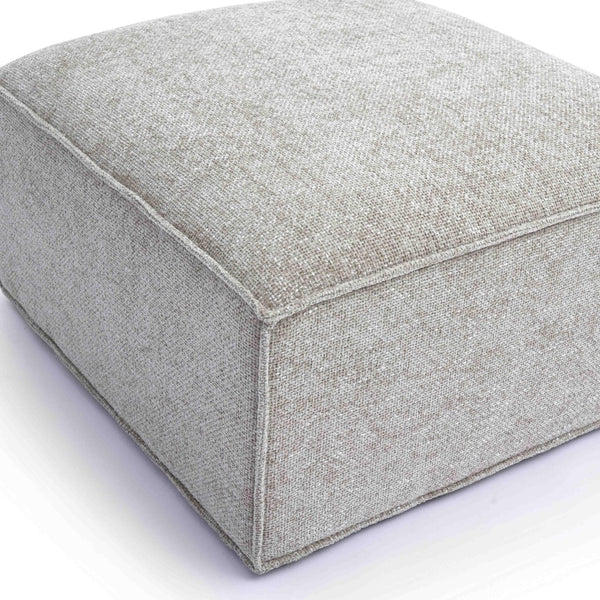 TOV Furniture Mindy Chenille Basketweave Ottoman - Stylish and Cozy Multi-Functional Seating for Your Living Room Taupe TOV-OC69318