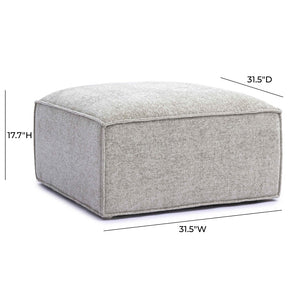 TOV Furniture Mindy Chenille Basketweave Ottoman - Stylish and Cozy Multi-Functional Seating for Your Living Room Taupe TOV-OC69318
