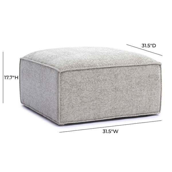 TOV Furniture Mindy Chenille Basketweave Ottoman - Stylish and Cozy Multi-Functional Seating for Your Living Room Taupe TOV-OC69318