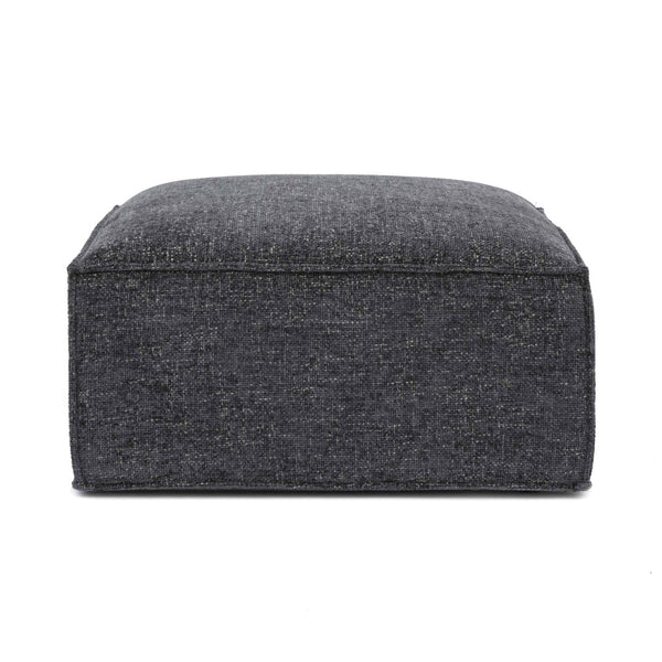 TOV Furniture Mindy Chenille Basketweave Ottoman - Stylish and Cozy Multi-Functional Seating for Your Living Room Charcoal TOV-OC69320