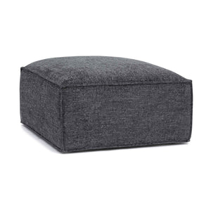TOV Furniture Mindy Chenille Basketweave Ottoman - Stylish and Cozy Multi-Functional Seating for Your Living Room Charcoal TOV-OC69320