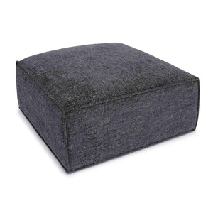 TOV Furniture Mindy Chenille Basketweave Ottoman - Stylish and Cozy Multi-Functional Seating for Your Living Room Charcoal TOV-OC69320